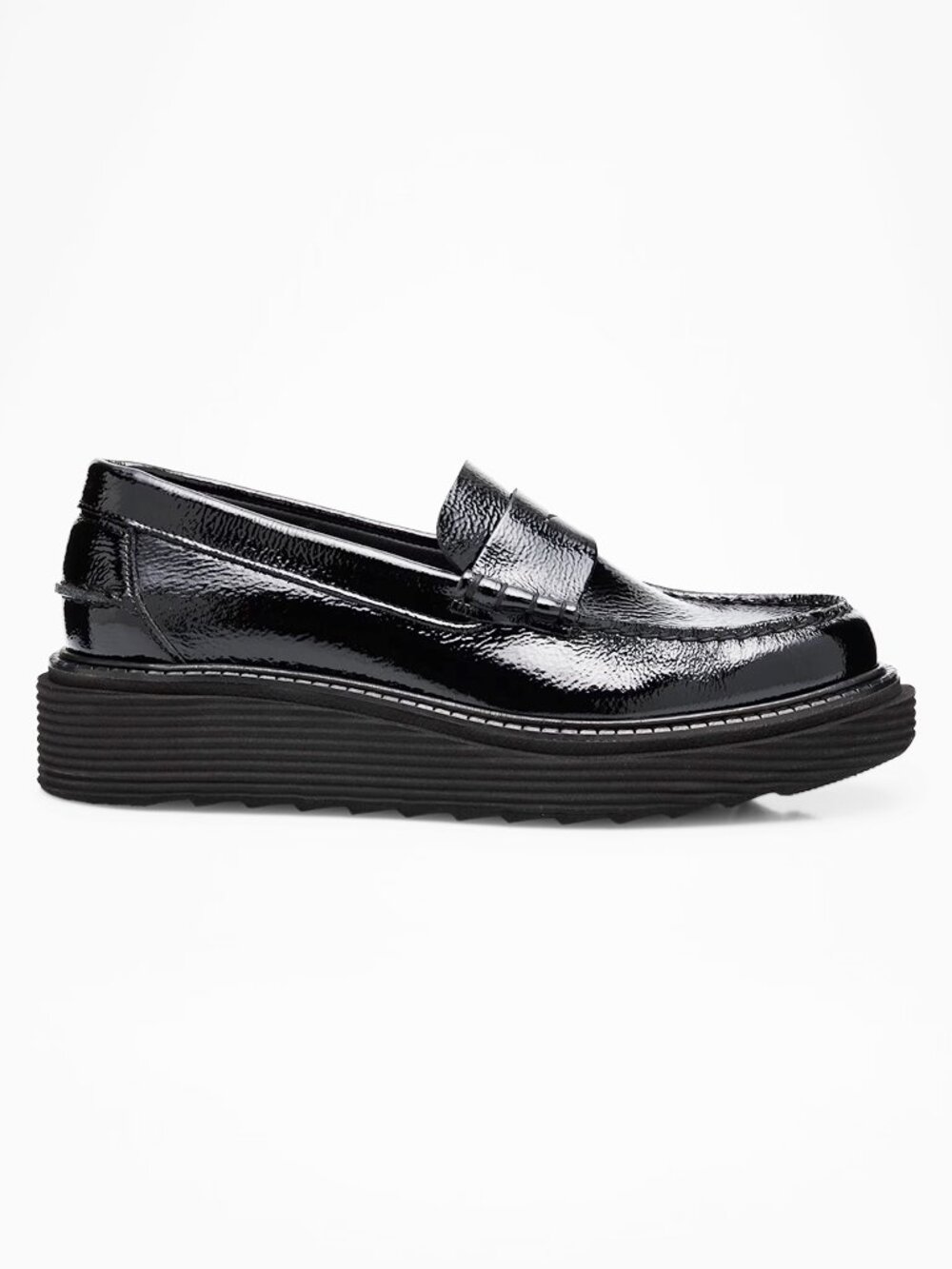 $690 PEDRO GARCIA Sloan Patent Leather Wedge Loafers BLACK 37 (DC13)